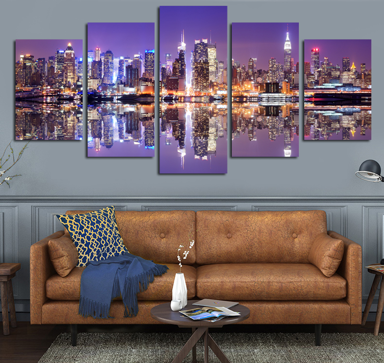 Unframed New York Building Panel Wall Art City Oil Painting On Canvas Textured Abstract Paintings Pictures Decor Living Room Decoration Pict