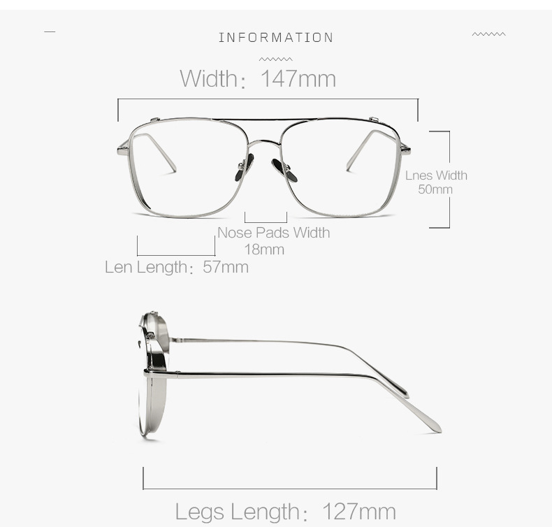 Rock style luxury sunglasses for men square clear lens glasses rim mens full frame oversized vintage gold silver metal sunglasses