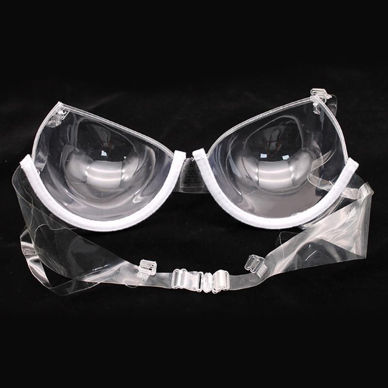 Bras Transparent Disposable Clear Push Up Bra Strap Invisible Sexy Women Underwire Ultra-thin Gathering Plastic 3/4 Cup
