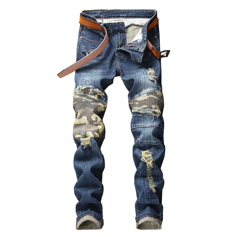 MORUANCLE Fashion Men Pleated Ripped Biker Jeans Straight Distressed Motorcycle Denim Pant Trousers Camouflage Patchwork Stretch, Blue
MORUANCLE Fashion Men Pleated Ripped Biker Jeans Straight Distressed Motorcycle Denim Pant Trousers Camouflage Patchwork Stretch, Blue