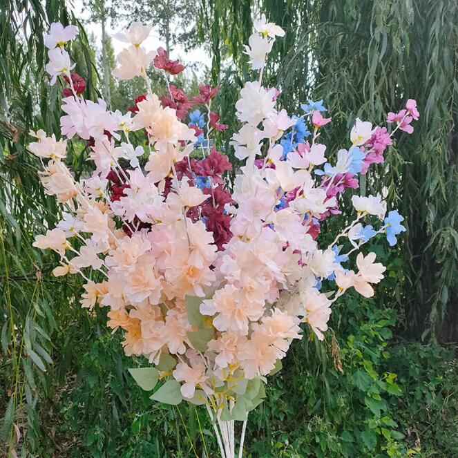 Artificial Plant Simulation Flower Delphinium Wedding Party Road Lead 5 fork with Leaf Hyacinth Delphinium Home Garden Decorations