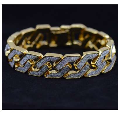 Uodesign Gold silver color Men hip hop bracelet iced out 22.5cm long link chain Exquisite Frosted Bracelets Gifts or Rap Man
