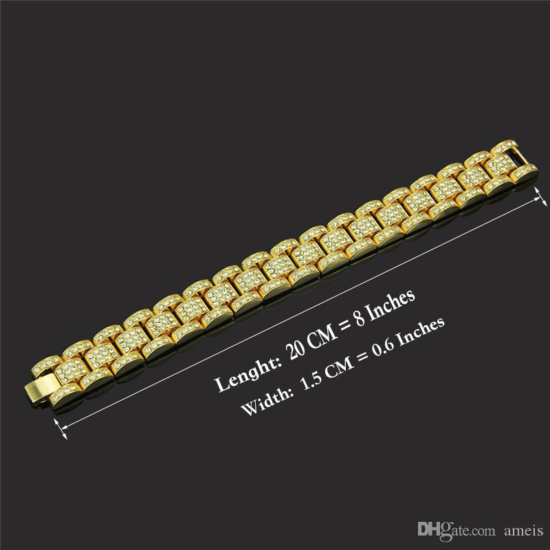 iced out chains Bracelet for Men's diamond tennis bracelet iced out cuban link chains hip hop bling chains jewelry men