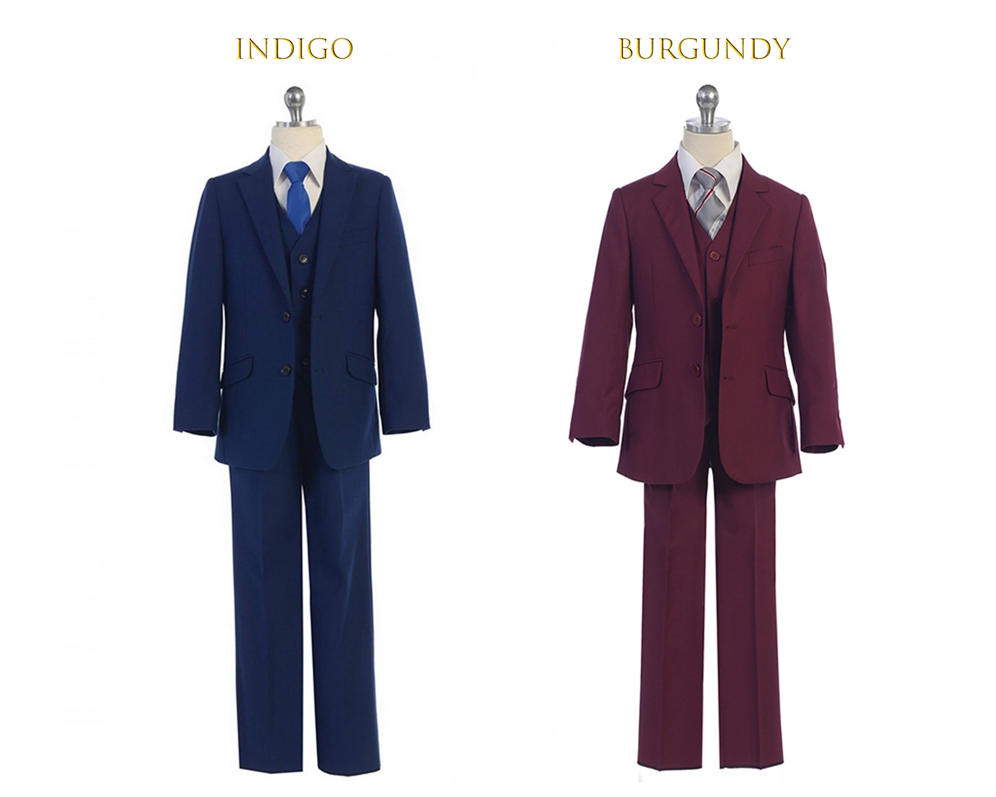 Indigo Boys Formal Suits Tuxedos Dinner Suit Three Piece Little Boy Groomsmen Kids Children Special Occasion Formal Wear (Jackets+Vest+Pant)