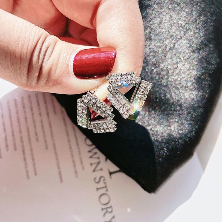 Choucong Luxury Jewelry 925 Sterling Silver&Gold Fill CZ Crystal Gemstones Popular Triangle Earring Party Women Bridal Stud Earring Gift