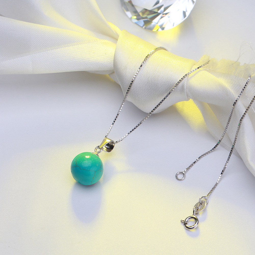 new fashion woman Authentic 925 Sterling Silver Necklaces&Pendants Natural Stone Turquoises Pendant Women Necklace Party Jewelry