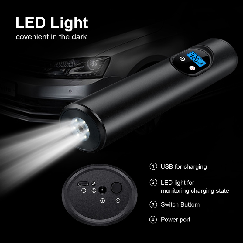 Wireless Car Inflatable Air Pump Digital Handheld LED Air Compressor 150PSI Car Bike Motorcycle Tire Pump Tyre Inflator