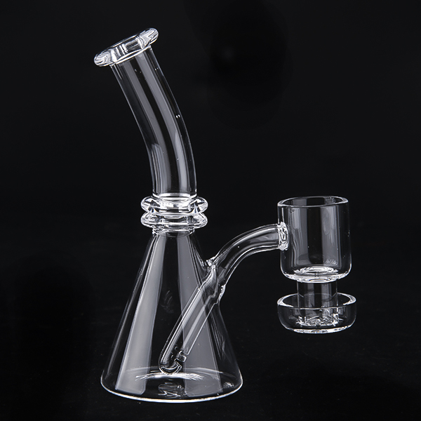 Terp Quartz Beaker with Terp Vacuum Banger 5 inch Mini Quartz Bong Water Pipe Dab Rig Individual Black Box