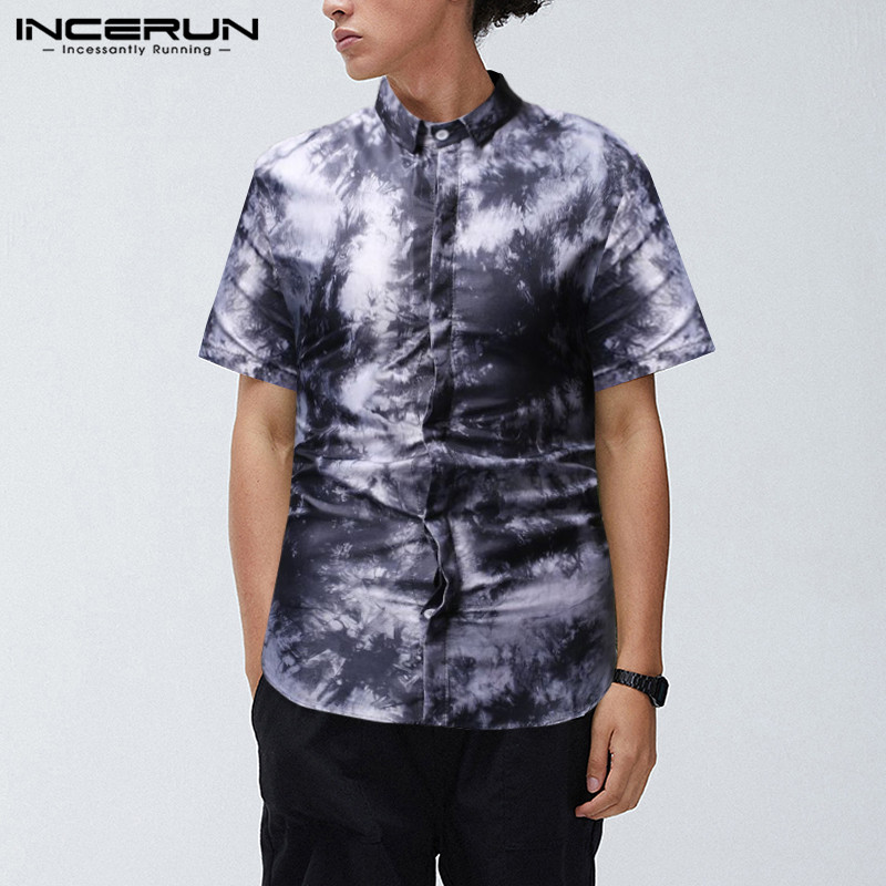 Mens Shirts Short Sleeve Turn Down Collar Printed Shirt Man Fashion Soft Breathable Blouse Male Ethnic Dye Loose Tops INCERUN, Blue
Mens Shirts Short Sleeve Turn Down Collar Printed Shirt Man Fashion Soft Breathable Blouse Male Ethnic Dye Loose Tops INCERUN, Blue