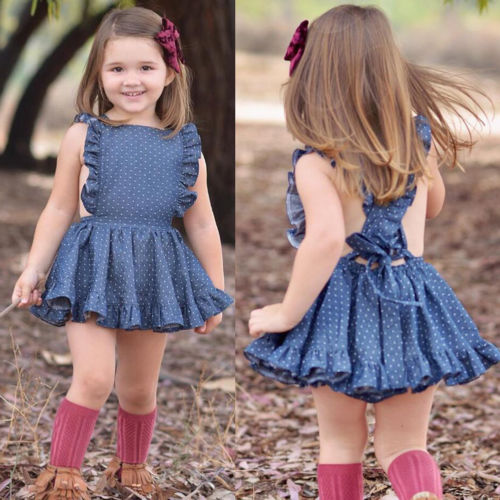Fashion 1-6T Newborn Summer Girl Back Cross Backless Blue Dot Sleeveless Dress Girls Princess Party Dress
Fashion 1-6T Newborn Summer Girl Back Cross Backless Blue Dot Sleeveless Dress Girls Princess Party Dress