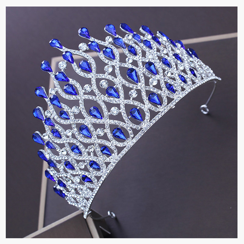 Tiaras Silver Color Luxury Crystal Crown Bride Tiara Big Rhinestone Bridal Crown For Wedding Hair Accessories