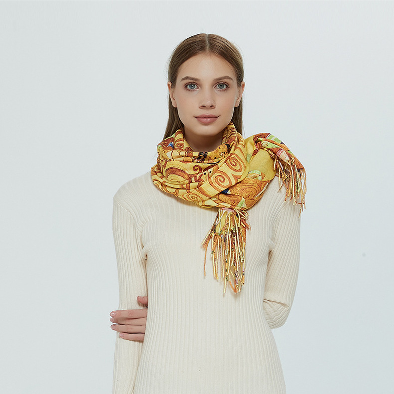 Wholesale-r scarf Egyptian queen yellow tassel ladies fashion shawl