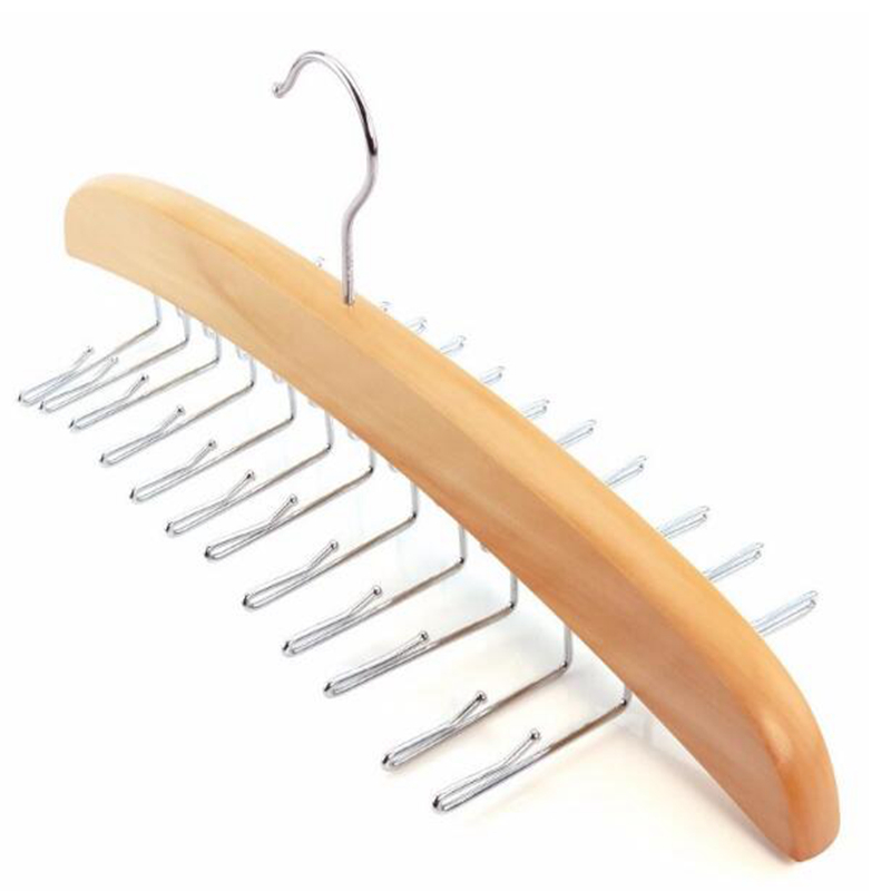 Hangerlink Natural Beech Wood Single Wooden Tie Hanger Organiser Rack - Holds 24 Ties - view 5