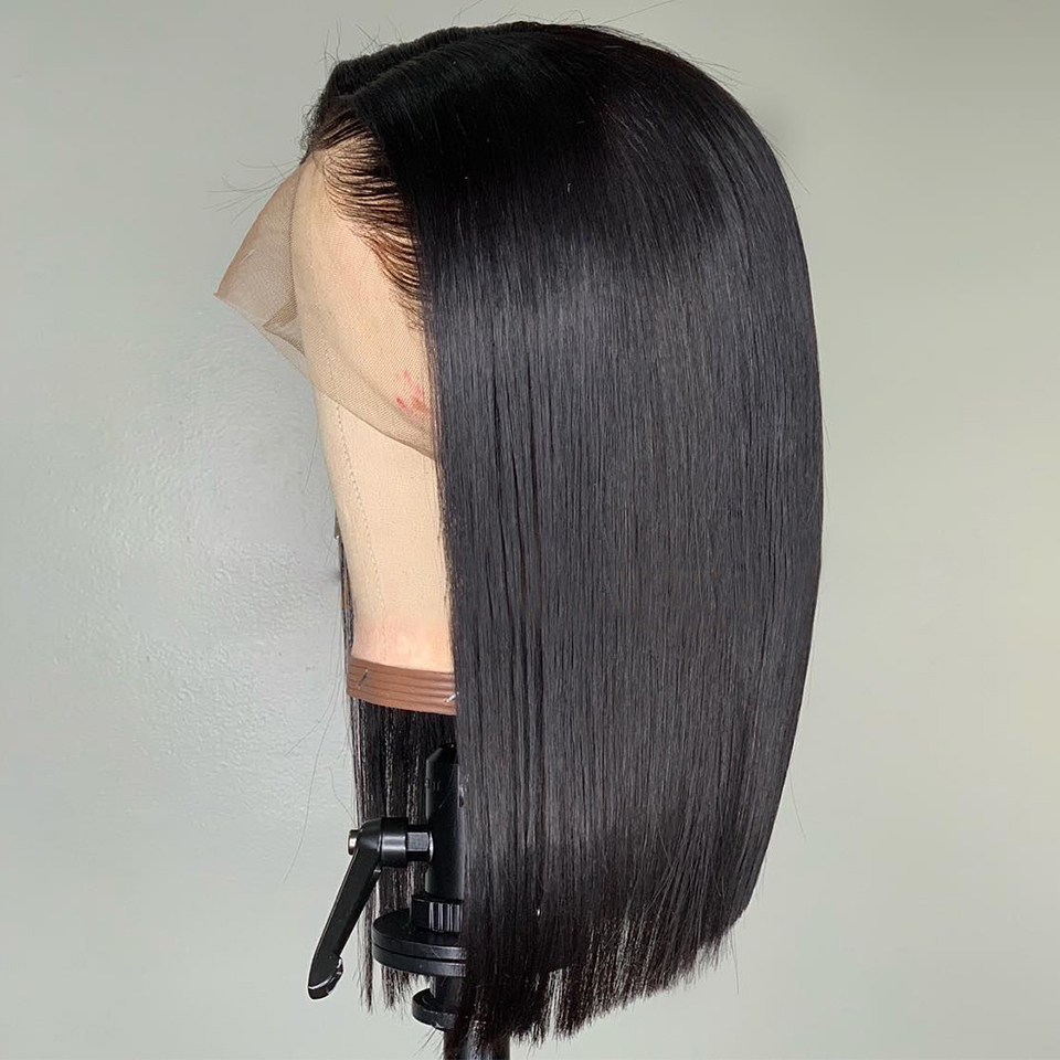 Natural Lace Front simulation human hair Wigs Black Short Bob Wig Heat Resistant Fiber Straight Bob Synthetic Lace Front Wigs for Women