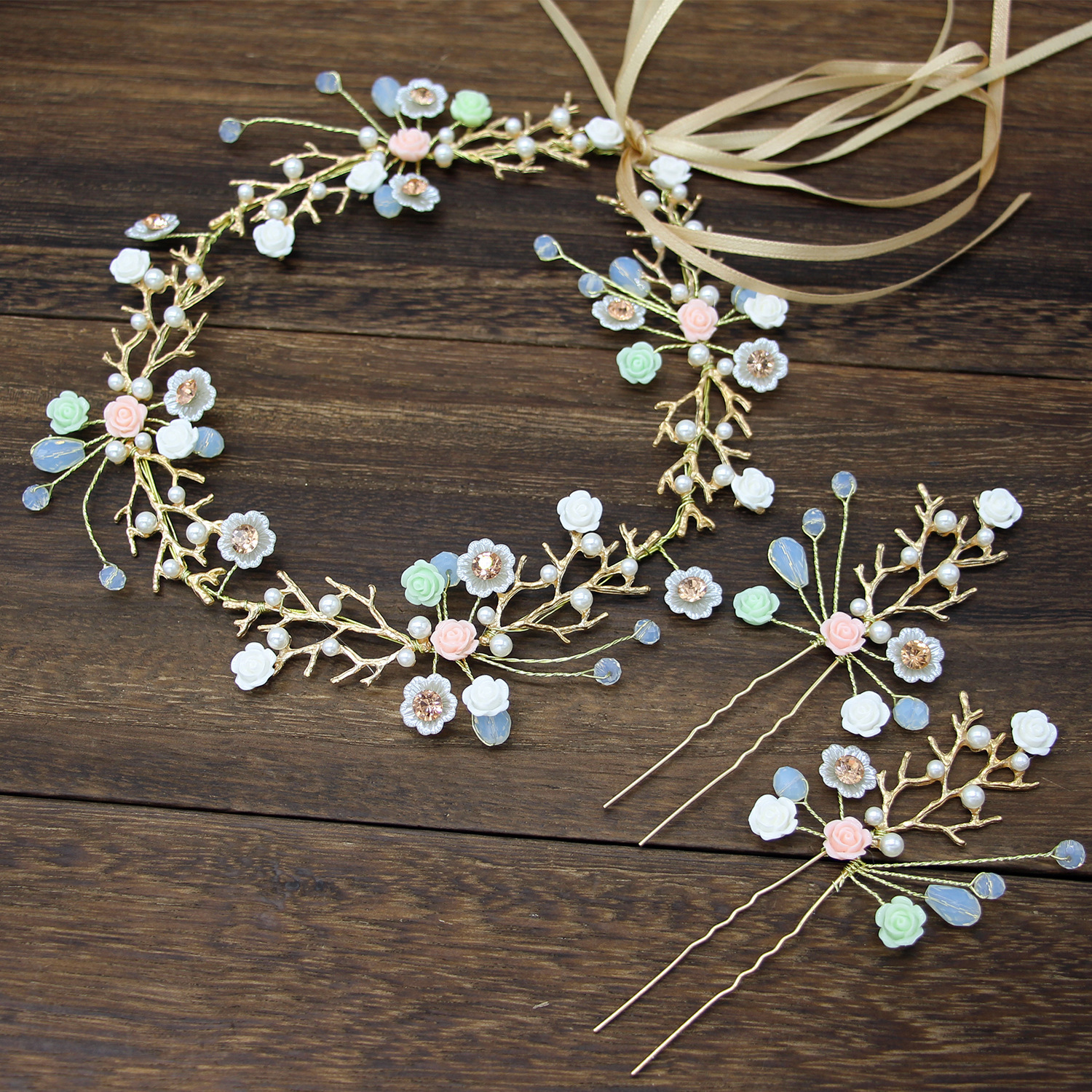 Colour Flower Headwear Golden Leaf Hair Band Hairpin Suit Bride Wedding Dress Hair Decorate
Colour Flower Headwear Golden Leaf Hair Band Hairpin Suit Bride Wedding Dress Hair Decorate