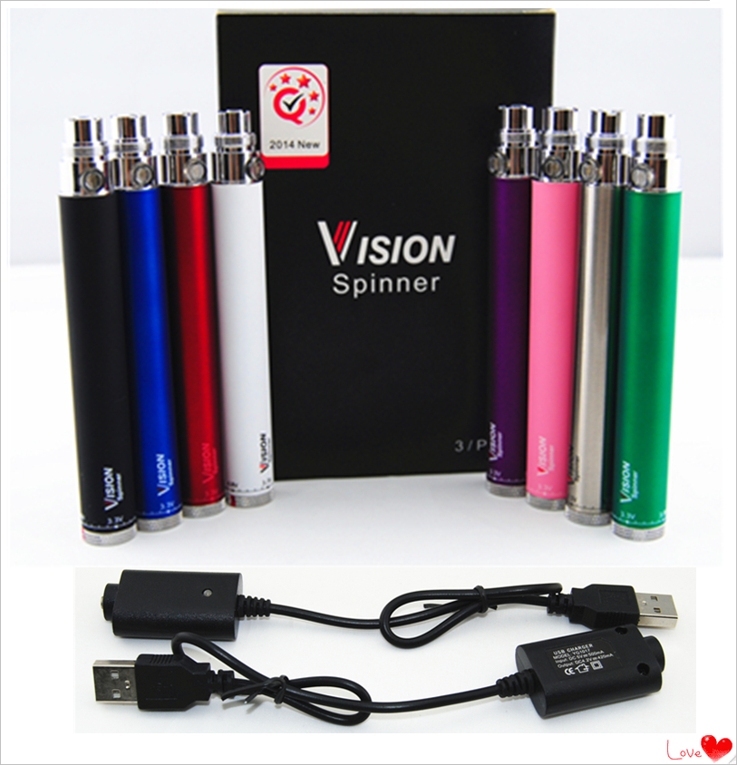 MOQ 4Pcs 510 Vape Pen Vision Spinner Batteries + USB Charger 650 900 1100 1300 mah Electronic Cigarettes cigar Ego Twist 3.3V-4.8V Variable
MOQ 4Pcs 510 Vape Pen Vision Spinner Batteries + USB Charger 650 900 1100 1300 mah Electronic Cigarettes cigar Ego Twist 3.3V-4.8V Variable