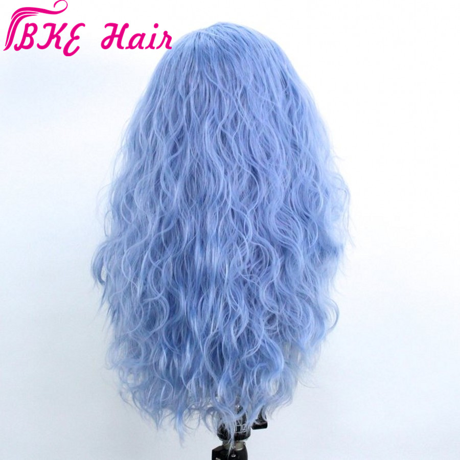 13*4 light blue Color Lace Front simulation Human Hair Wig Brazilian loose Wave Hair Synthetic Lace Wig for Women