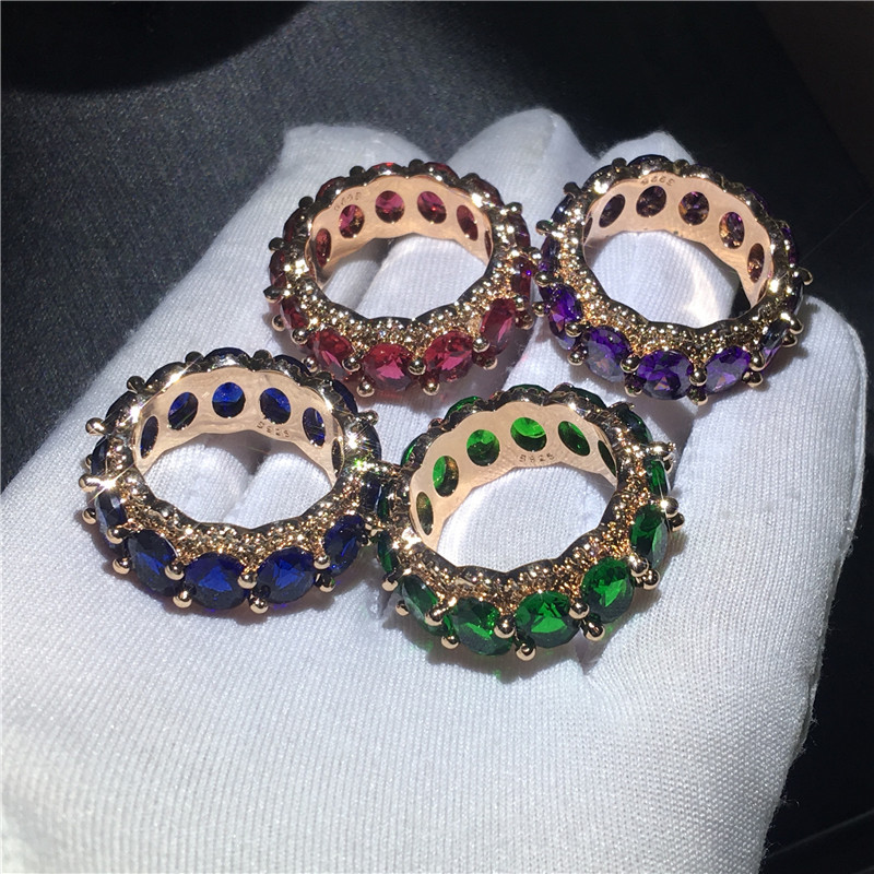 Vecalon 4 colors Statement ring Rose Gold Filled 925 silver Ring Diamonds Cz Party Wedding band rings for women Finger Jewelry