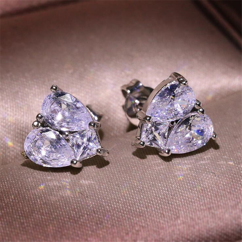 Sparkg Sterg Sier Water Drop White Topaz CZ Dia Stud Earrings for Women dh5727163