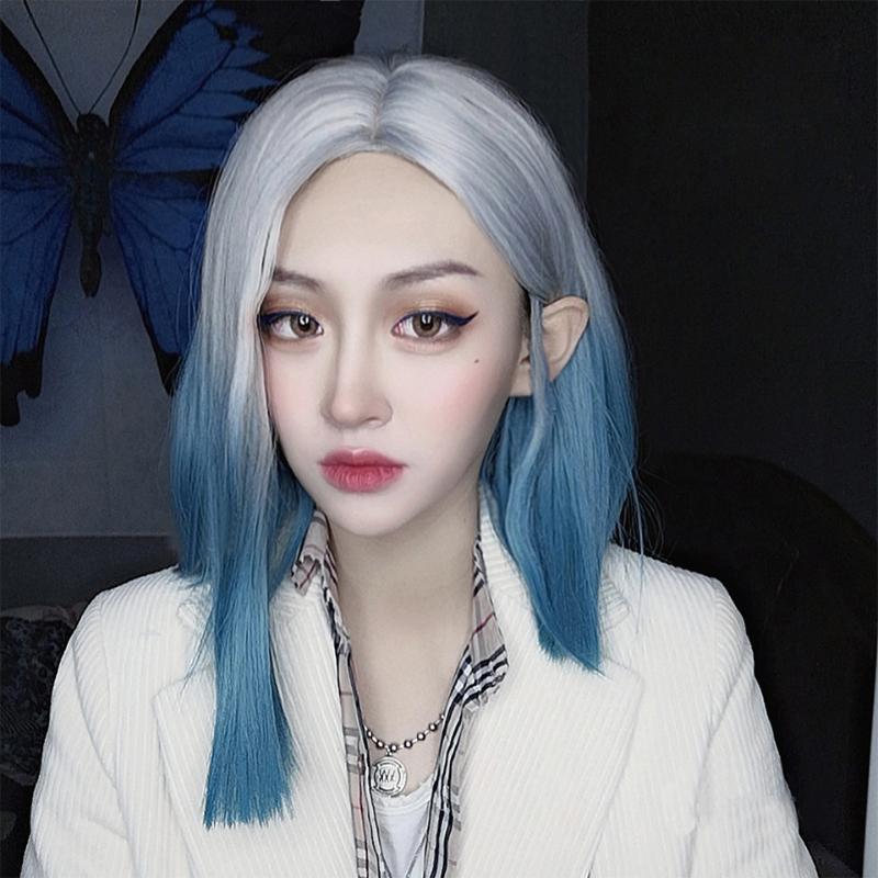 BUQI Short Straight Wigs Synthetic Middle Part Gray Blue Mixed Fales Hair For White /Black Women Party Cosplay Lolita, T1b/613
BUQI Short Straight Wigs Synthetic Middle Part Gray Blue Mixed Fales Hair For White /Black Women Party Cosplay Lolita, T1b/613