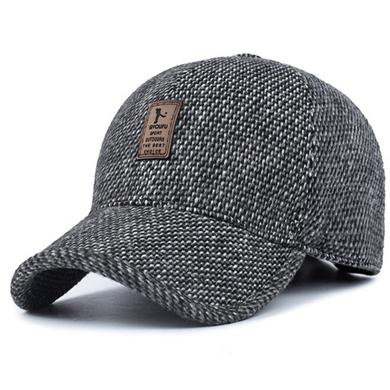 woolen knitted design winter baseball cap for men women warm casual male outdoor cycling ski Hats with earflaps