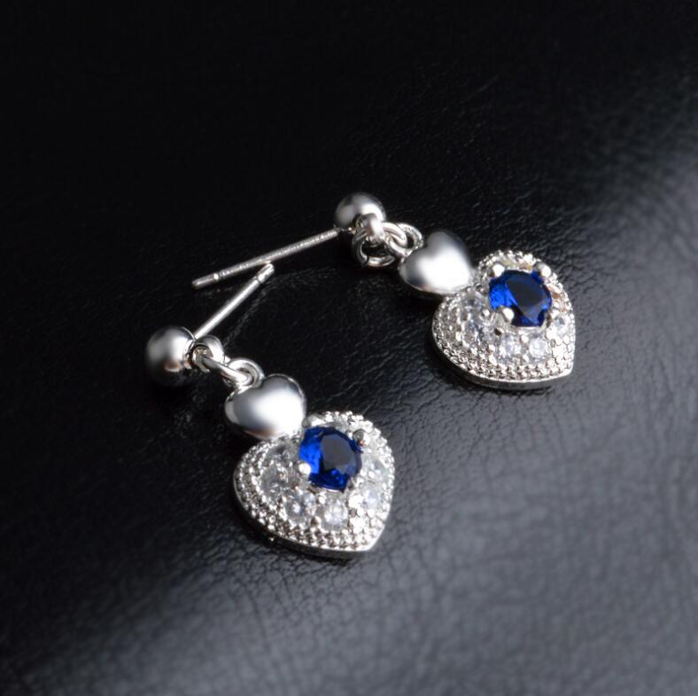 Brand new high grade 925 sterling silver Zircon Heart Set - Blue jewelry sets DFMSS772 Factory direct sale free shipping wedding