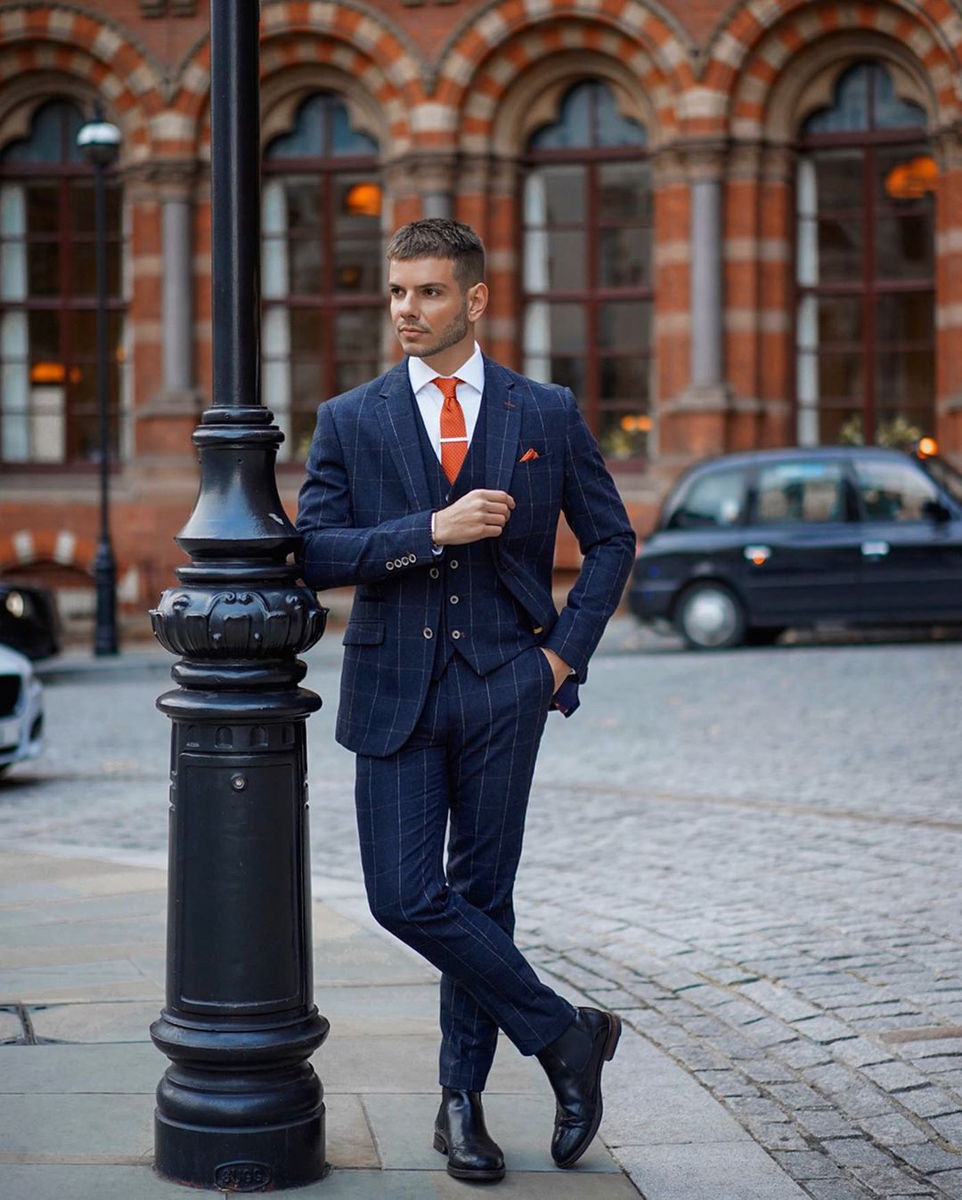 Classic Blue Check Mens Groom Wedding Suits Groom Slim Fit Two Button Formal Work Prom Office Blazer Jacket(Jacket+Vest+Pants)