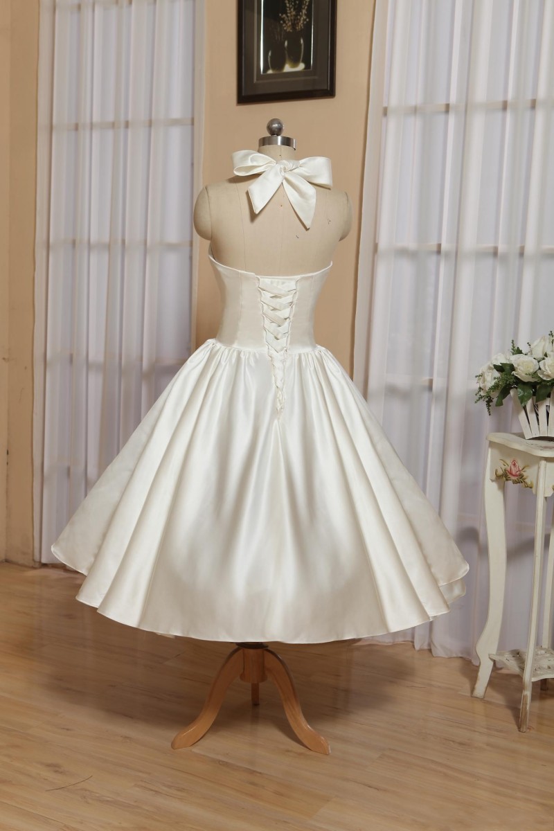 Short Wedding Dresses 50s Wedding dress Garden Tea Length Bridal Gowns Halter Neck Custom Size Vintage Inspired vestidos de novia
