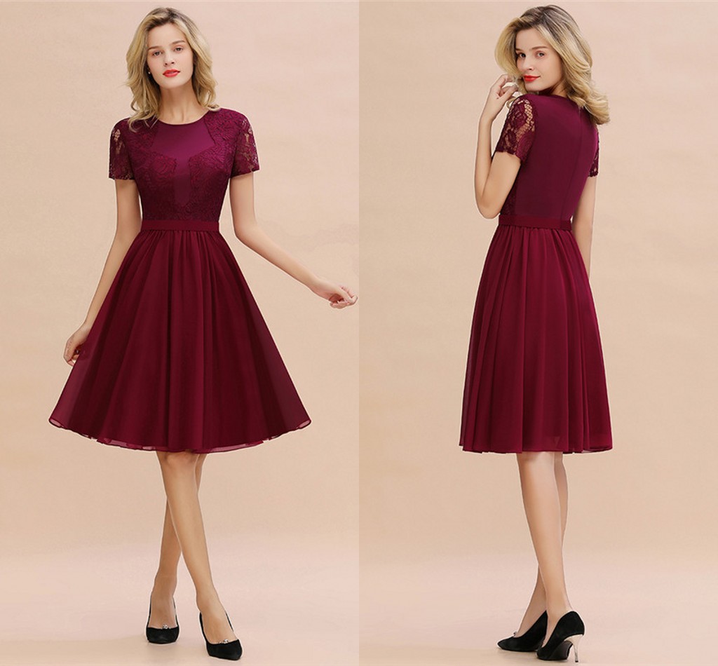 Elegant Short Sleeve Burgundy Lace Cocktail Homecoming Dresses with Belt Sweet Chiffon Short Graduation Dresses Vestido Curto cps1324, Black
Elegant Short Sleeve Burgundy Lace Cocktail Homecoming Dresses with Belt Sweet Chiffon Short Graduation Dresses Vestido Curto cps1324, Black