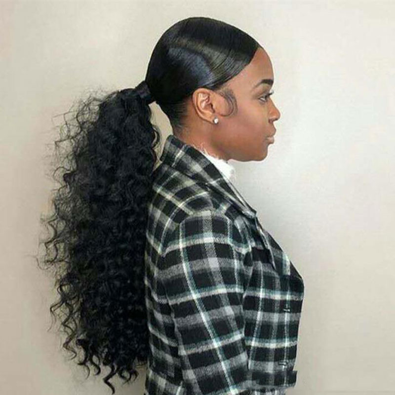 Low kinky curly human hair ponytails wraps de queue de cheval human hair clip in extensions color 1
Low kinky curly human hair ponytails wraps de queue de cheval human hair clip in extensions color 1