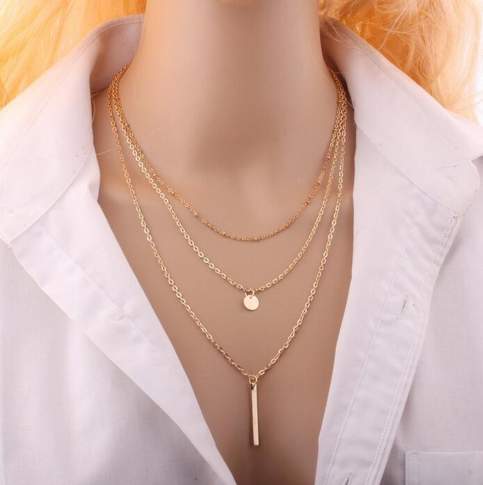 Fashion-Arrival Charm Jewelry Women Necklaces Steampunk Pendants Copper Beads Multilayer Necklace Sequins Metal Accessories Christmas Gift