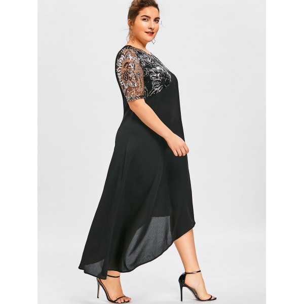 Beaded Plus Fashion Size Prom Dresses A Line Sheer Jewel Neck Appliqued Evening Gown Tea Length Chiffon Short Sleeves Formal Dress ppliqued