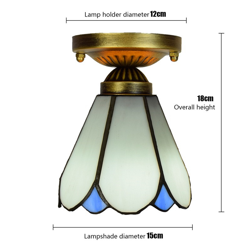 Tiffany stained glass ceiling lights E27 aisle balcony bay window small ceiling lamp Modern minimalist white glass lampsTF093