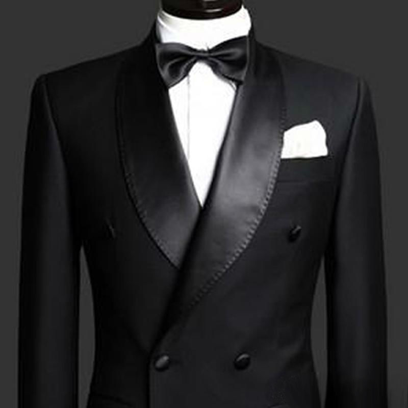 Mens Suits Black Groom Wedding Tuxedos Shawl Lapel Slim Fit Bridegroom Formal Wear Best Men Suit For Weddings Jacket and Pants