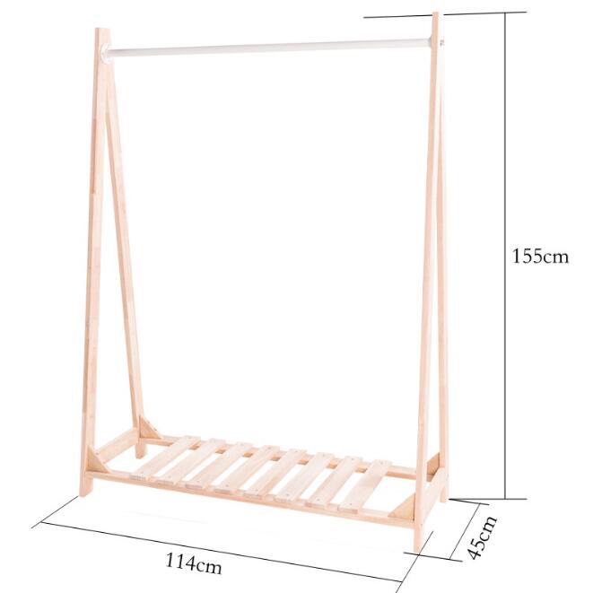 Wooden floor hanger Bedroom Furniture Clothing shop iron wood roller platform modeling creative simple Nordic style display series rack