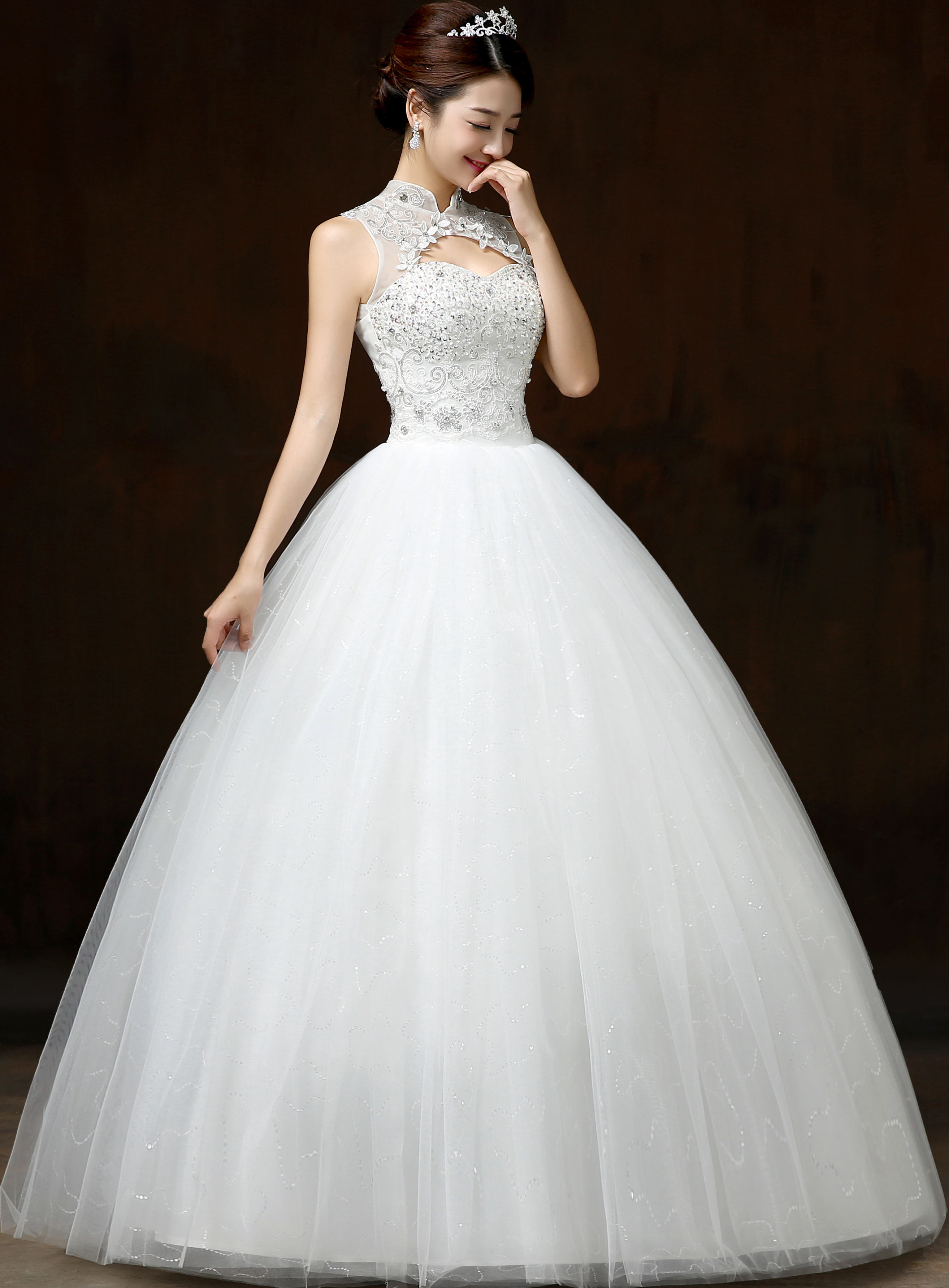 2020 Ball Gown Wedding Dresses Appliques Sleeveless High Neck Lace Up Beaded Bride Gowns Elegant Lace Wedding Dresses Robes De Mariee, White
2020 Ball Gown Wedding Dresses Appliques Sleeveless High Neck Lace Up Beaded Bride Gowns Elegant Lace Wedding Dresses Robes De Mariee, White