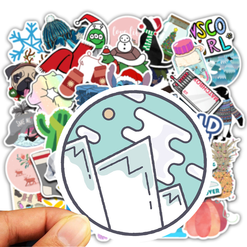50pcs/Set Cartoon VSCO Girls Winter Scarf Snow Stickers For Children Toy Fresh Sticker For Suitcase Laptop Bicycle Phone Luggage