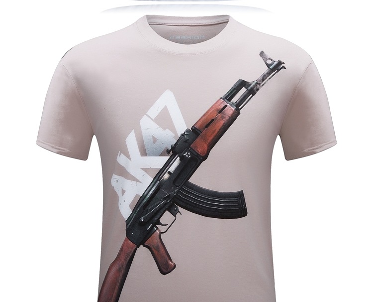 2020 Summer 3D T-Shirts Men Printed AK 47 Gun Funny Tops Casual Short sleeve T Shirt Cotton O-Neck Male Punk Tees 5XL 6XL