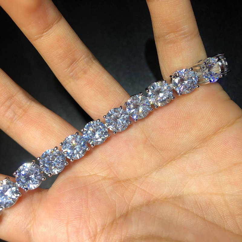 Iced Out Diamond Tennis Bracelets Mens Gold Silver Hip Hop Jewelry High Quality 8mm Zircon Bracelet