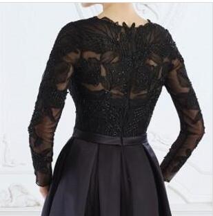 2024 Cheap Black Mother Of The Bride Dresses Jewel Neck Long Sleeves Lace Appliques Pocket Wedding Guest Plus Size Mothers Gowns 403 6660306