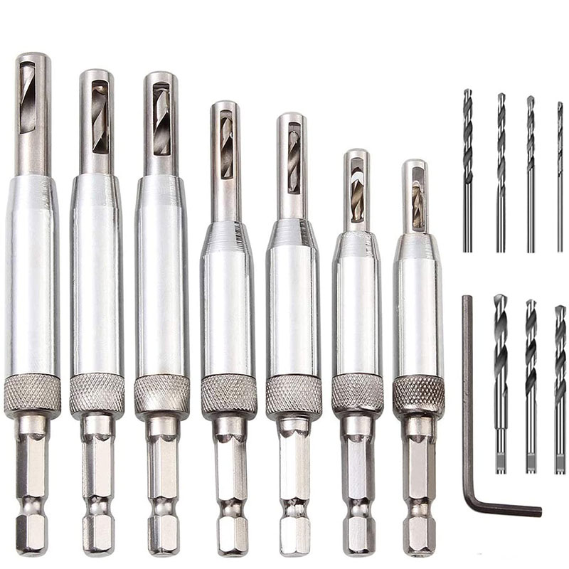 Self Centering Drill Bit Set(15Pcs), Cabinet Door Hinge Drill Bit, 1/4inch Hex Shank Center Pilot Bit with Hex Key
Self Centering Drill Bit Set(15Pcs), Cabinet Door Hinge Drill Bit, 1/4inch Hex Shank Center Pilot Bit with Hex Key