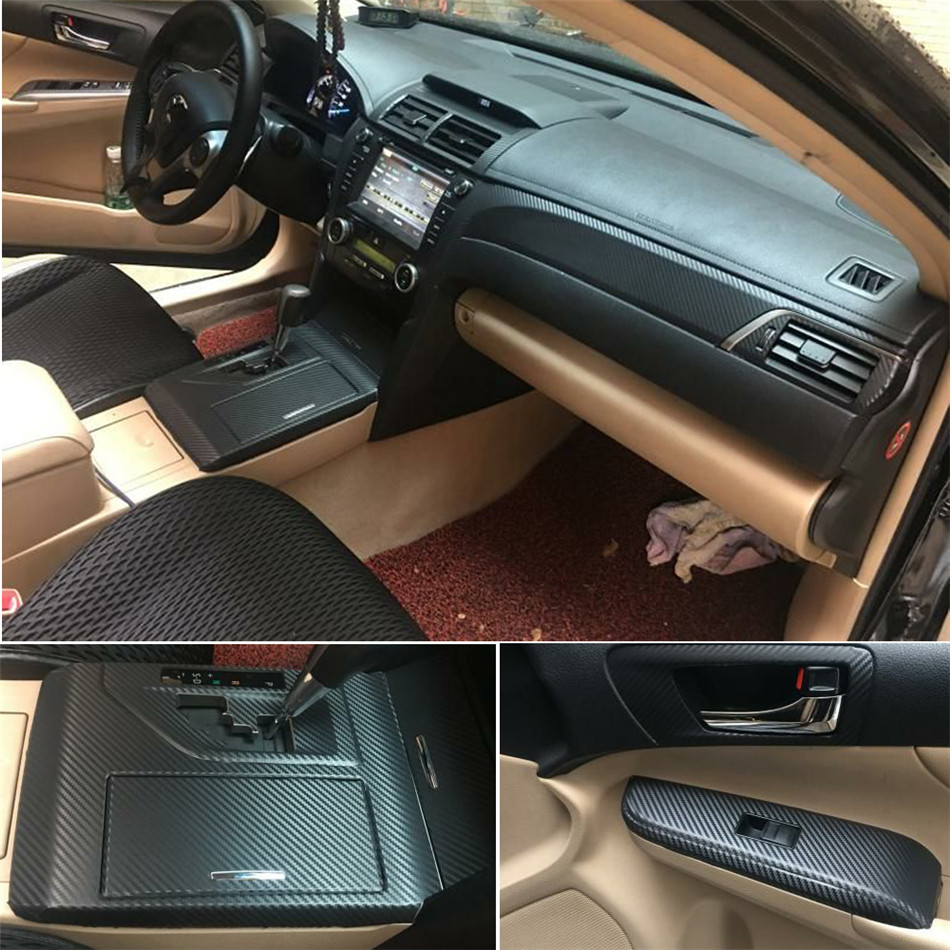 For Toyota Camry XV50 2012-2016 Interior Central Control Panel Door Handle 5DCarbon Fiber Stickers Decals Car styling Accessorie