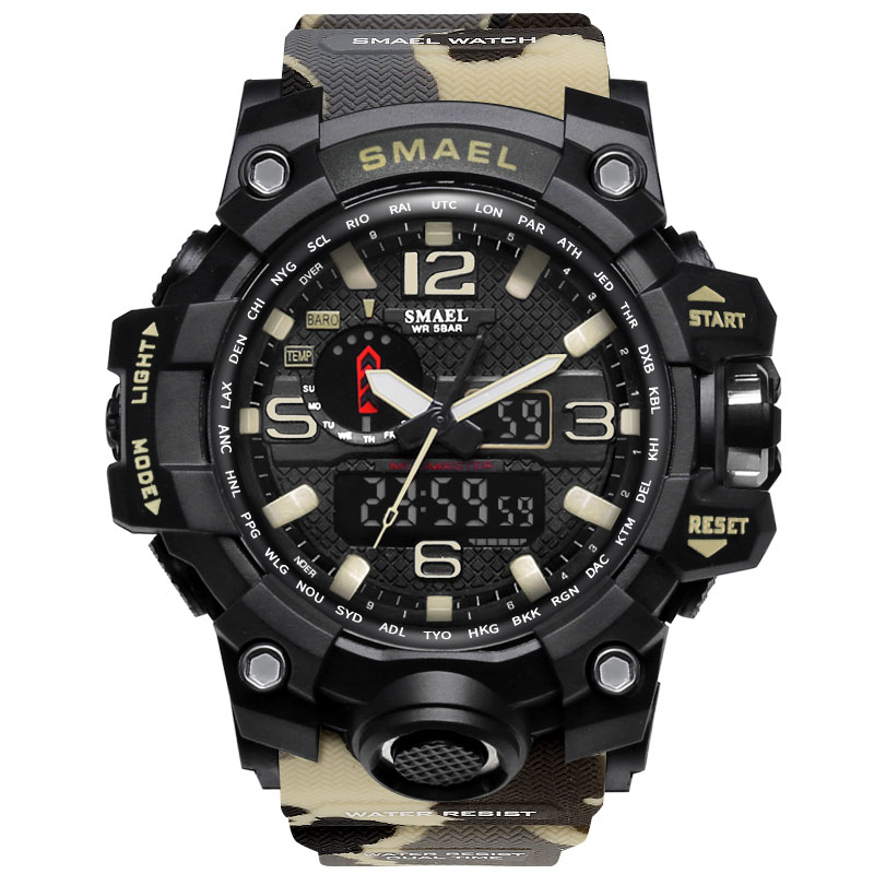 top Brand luxury Men Dual Time Camouflage Military Digital Watch LED Wristwatch 50M Waterproof 1545BMen Clock Sport Watch, Slivery;brown
top Brand luxury Men Dual Time Camouflage Military Digital Watch LED Wristwatch 50M Waterproof 1545BMen Clock Sport Watch, Slivery;brown