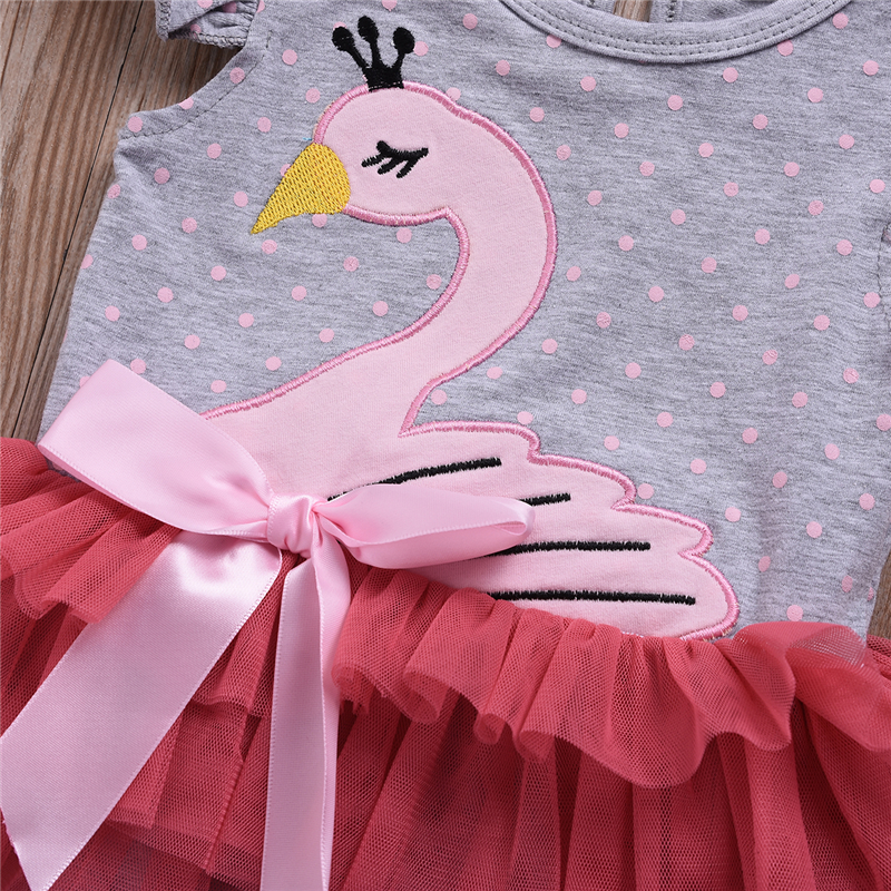 Infant baby girls swan dot rompers with bow headband lace Tulle jumpsuits bodysuit onesies fashion boutique kids clothes 0-24M B11