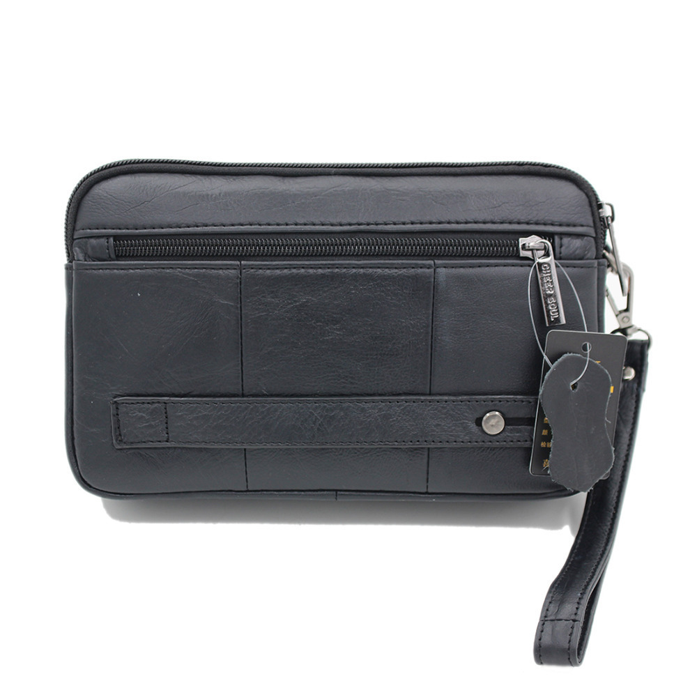 High Quality Genuine Natural Leather Men Clutch Bag Business Purse Wallet Cell Phone Cigarette Cash Card Holder Male Handy Bags Y19052701