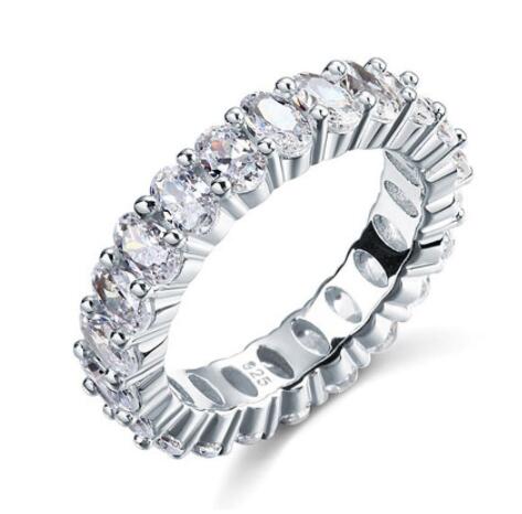 Eternity Promise ring 925 Sterling silver Emerald cut 5A Cz Engagement wedding band rings for women Bridal Fashion Jewelry