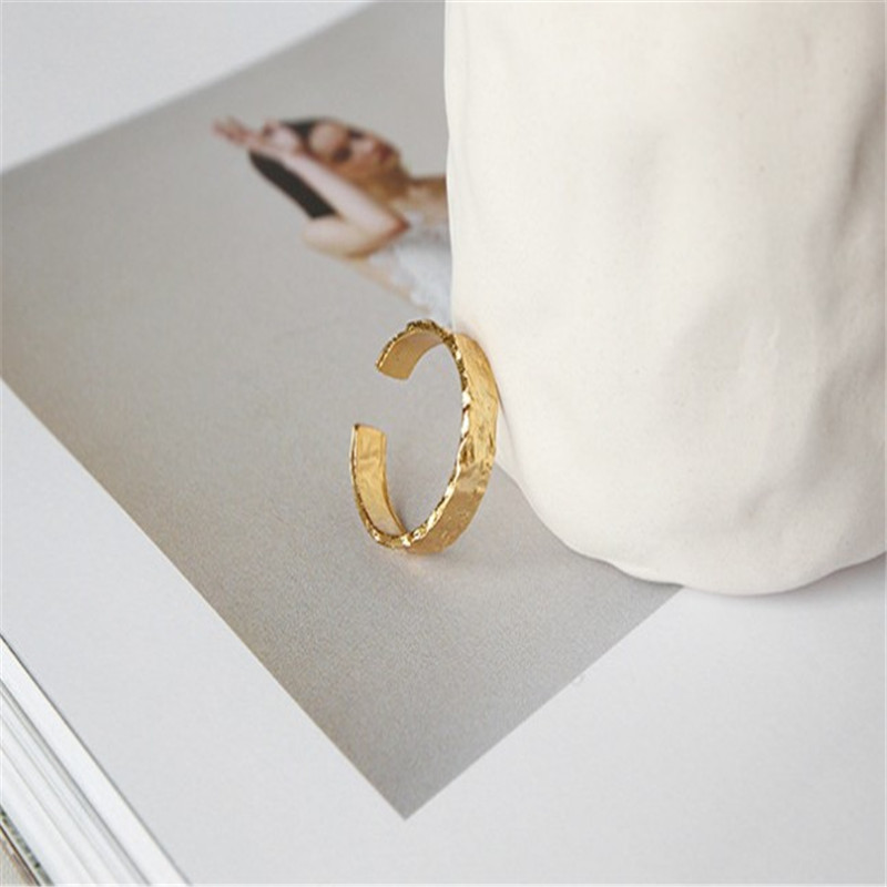 925 Sterling Silver Irregular Concave Convex Open Size Rings For Women Female Foil Statement Ring Fine Jewelry
