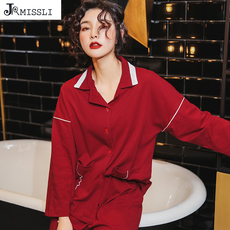 JRMISSLI Euorpean Style spring Red Cotton Pajama Set sleepwear Casual Female Pajamas Soft Big Size Woman Night Suit
JRMISSLI Euorpean Style spring Red Cotton Pajama Set sleepwear Casual Female Pajamas Soft Big Size Woman Night Suit