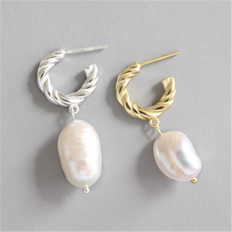 Pure 925 Sterling Silver Earring Baroque Freshwater Pearl Dangle Earrings Female Twist Irregular Pearl Drop Earrings
Pure 925 Sterling Silver Earring Baroque Freshwater Pearl Dangle Earrings Female Twist Irregular Pearl Drop Earrings