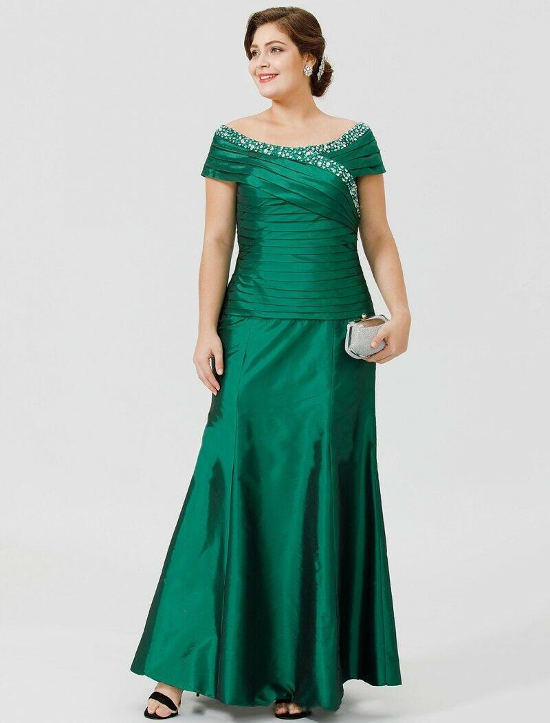 2020 Mermaid Mother Of The Bride Dresses Green Crystal Floor Length Formal Dresses For Wedding And Party Custom Made Wedding Guest Gowns